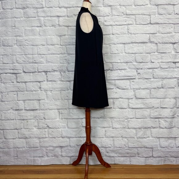 Tibi Black Chalky Drape Pleat Neck Shift Dress - Picture 3 of 6